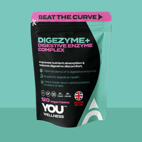 YOU WELLNESS™ DigeZyme+ Digestive Enzyme Complex | 120 Vegan Tablets | UK‑Made | Clean & Simple Formula
