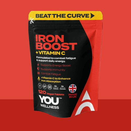 YOU WELLNESS™ Iron + Vitamin C | 120 Vegan Tablets | UK‑Made