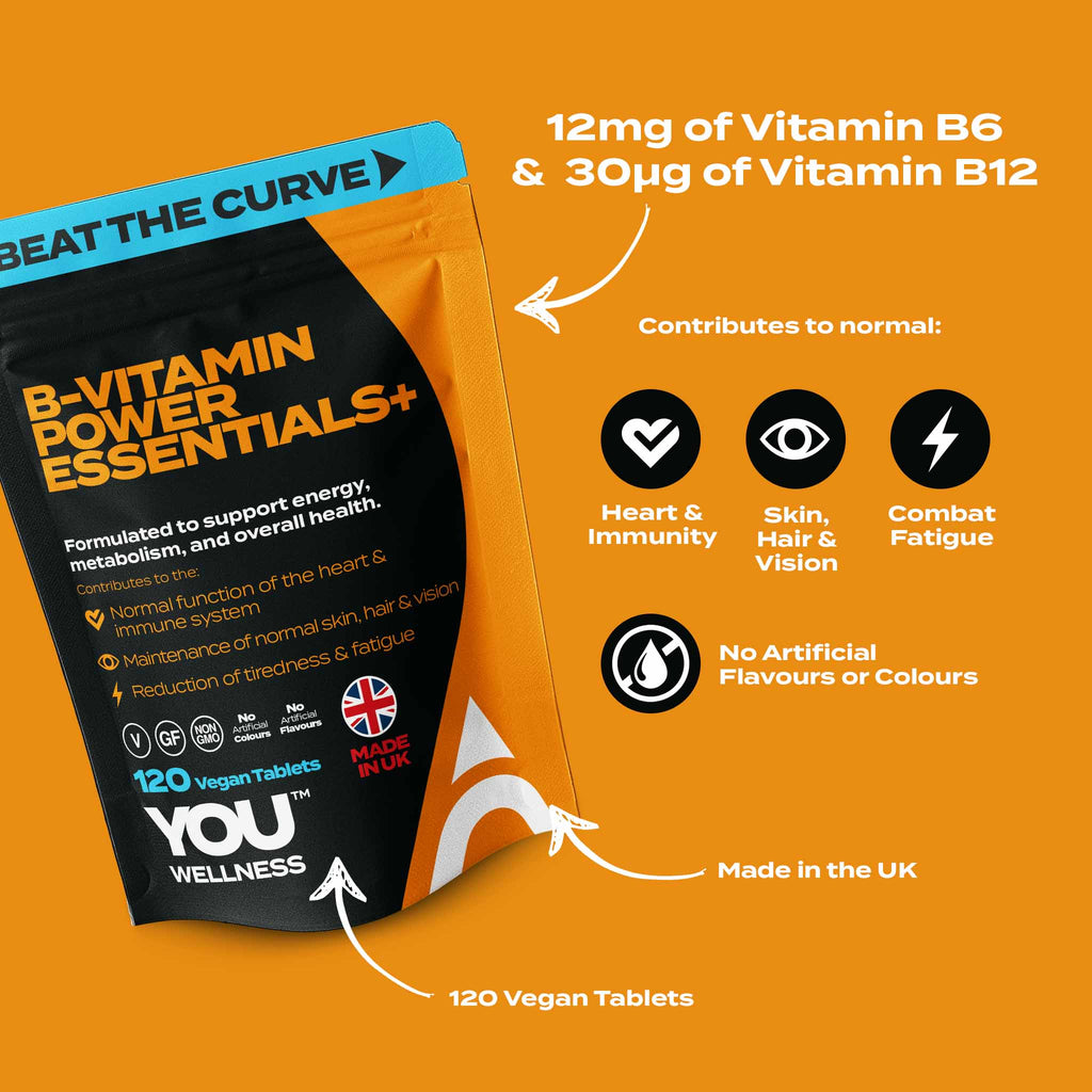 YOU WELLNESS™ B-Vitamin Complex | 120 Vegan Tablets | UK Made