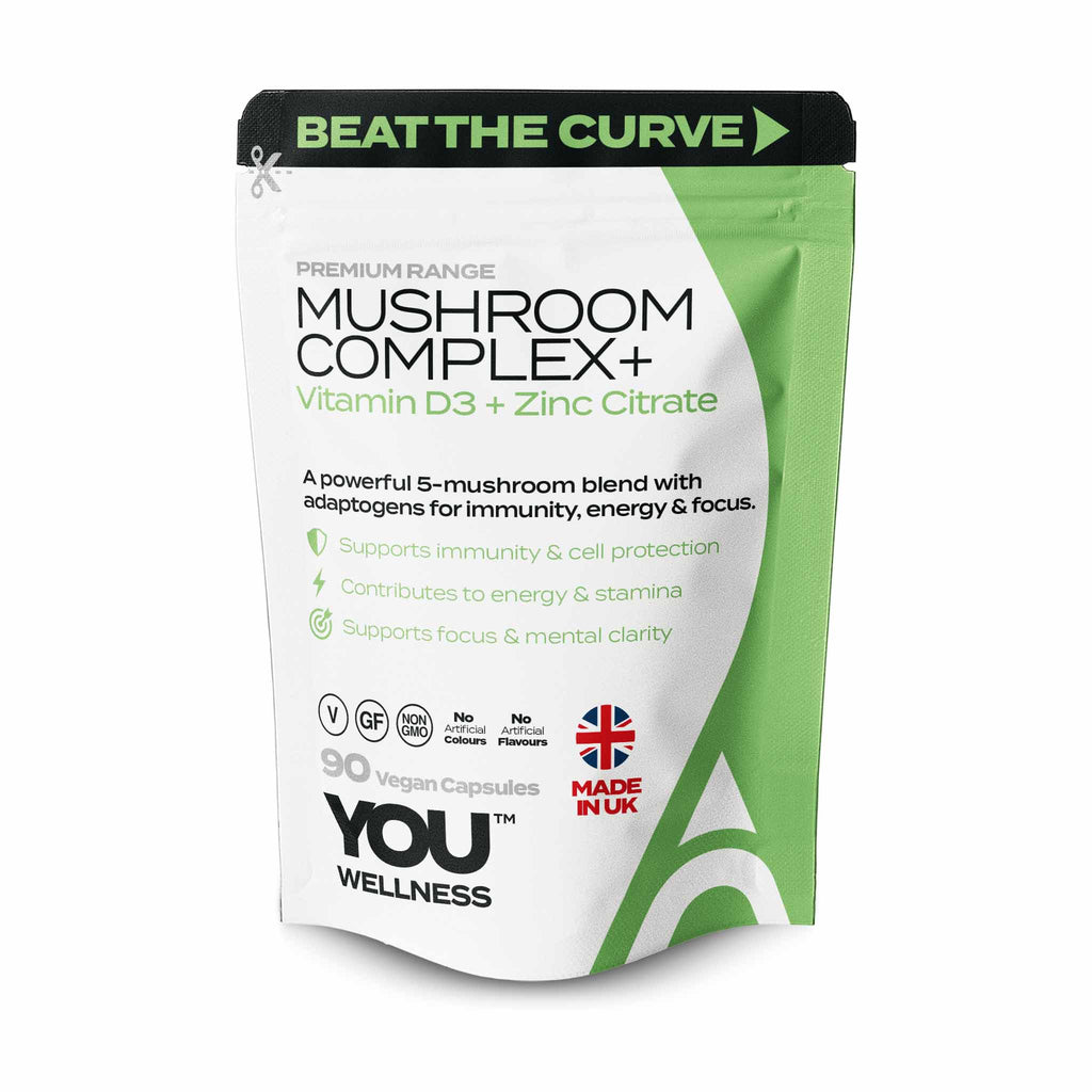 YOU WELLNESS™ Mushroom Complex + D3 &amp; Zinc  90 Vegan Capsules | UK Made |