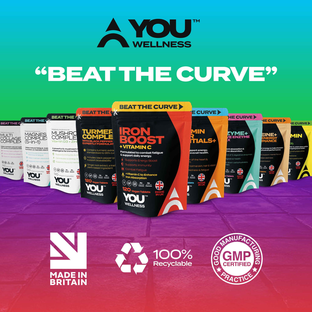 YOU WELLNESS™ Caffeine 200mg | 120 Vegan Tablets | UK Made